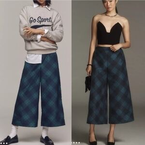 Anthropologie Maeve Taffeta Printed Cropped Wide-Leg Pants Preppy NWOT